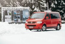VW campervan in winter